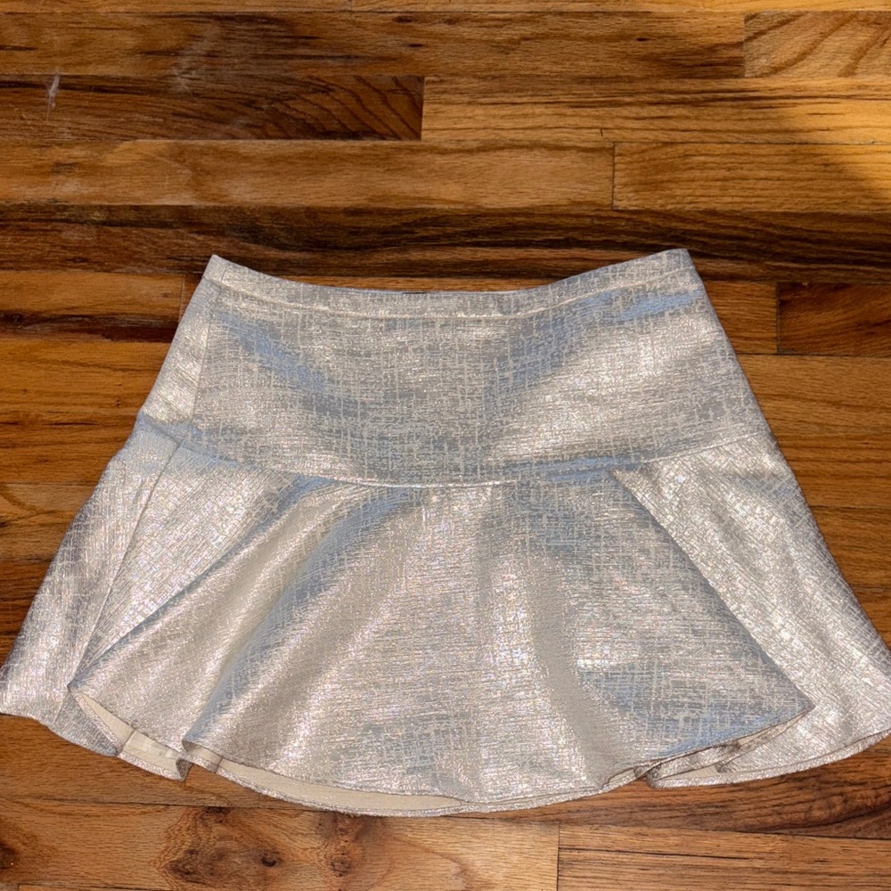Express Metallic Silver Mini Skirt Y2K Party Club Festival Size 2
